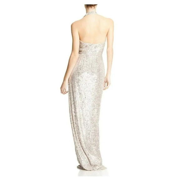 NWT Halston Women's Sequined Halter Formal Long Dress M (MSRP $425) - Picture 2 of 9